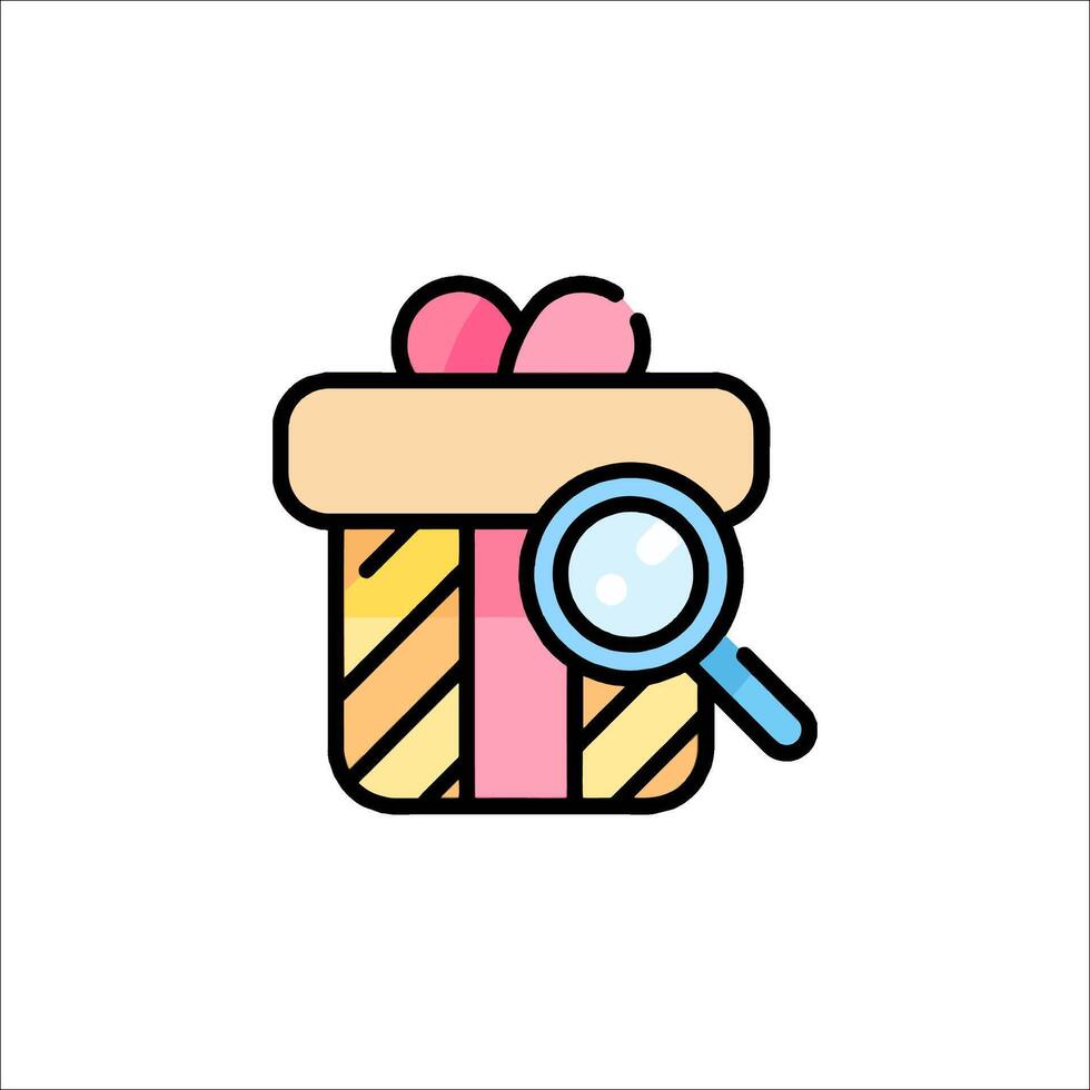 A gift box with a magnifying glass and a bow vector
