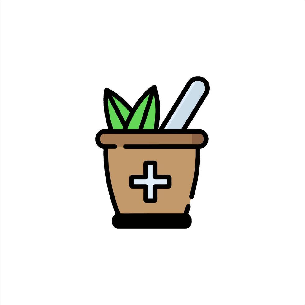A pot with a plant and a cross on it vector