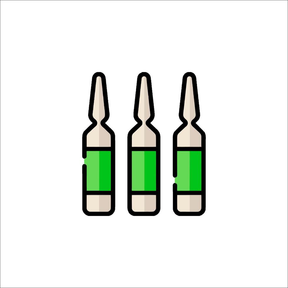 Three green bottles with a green cap on top vector