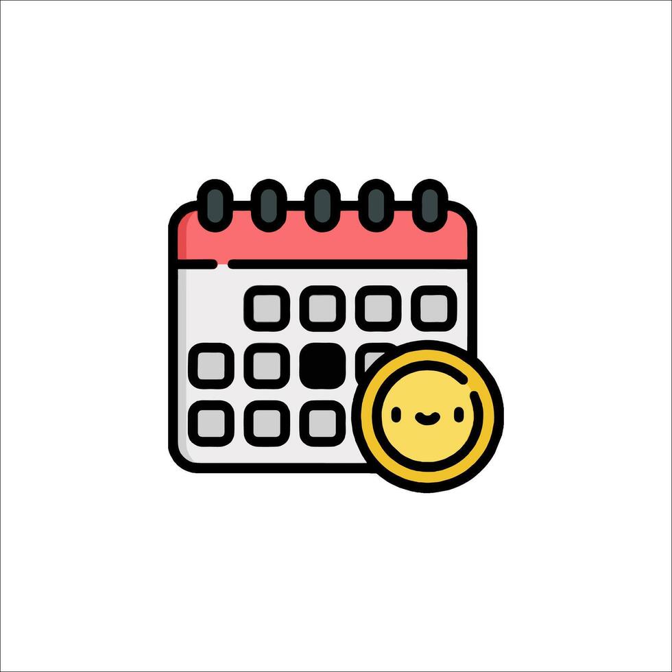 A calendar with a coin on it vector