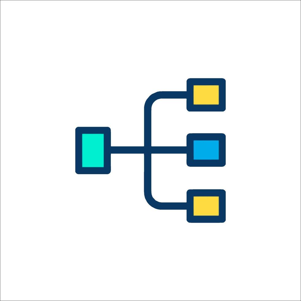 A blue and yellow icon of a computer vector
