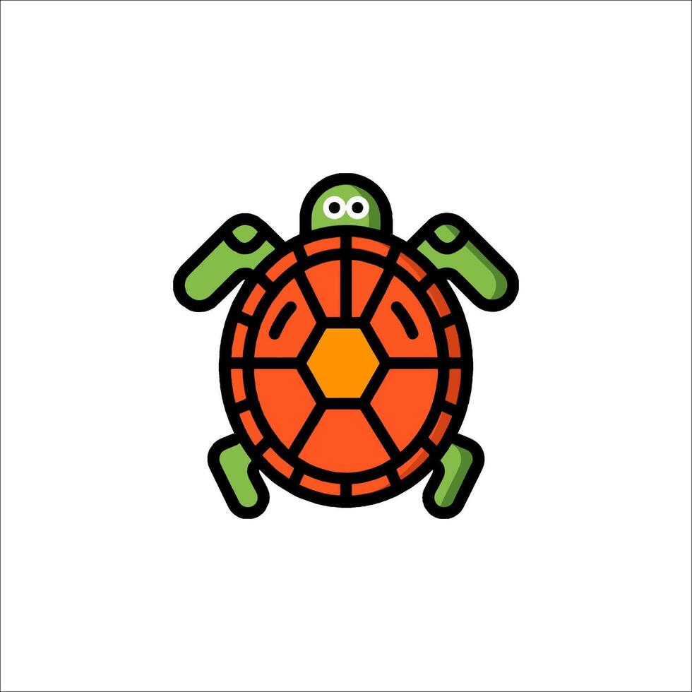 A turtle logo with a green and orange shell vector