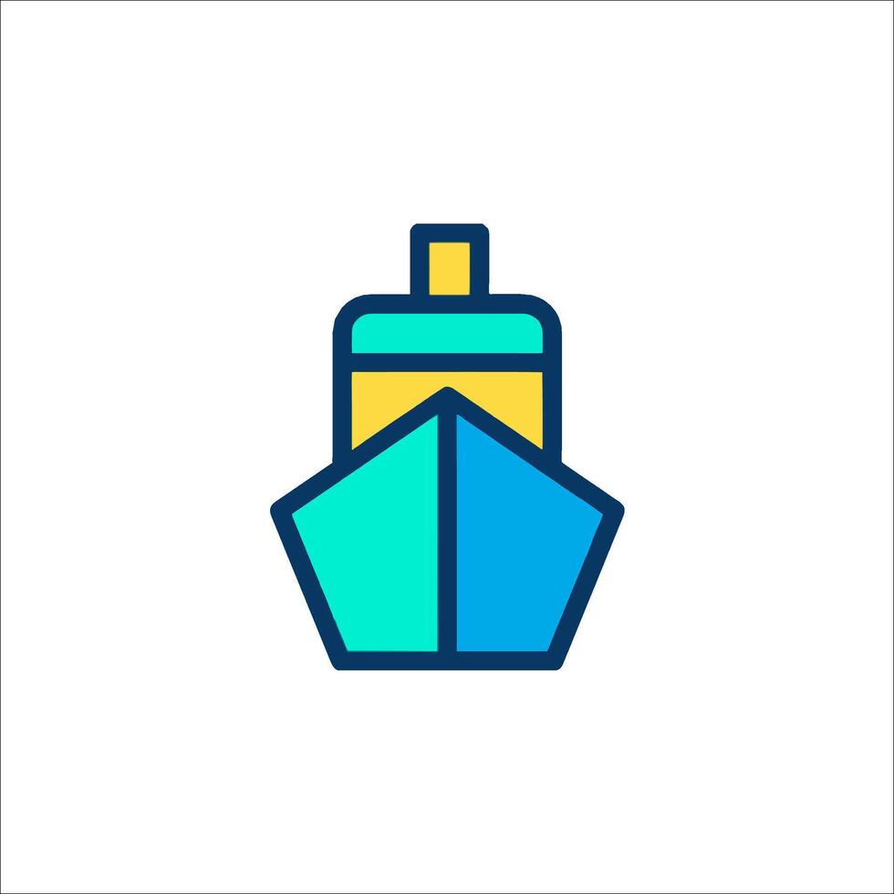 A ship icon with a yellow and blue color vector