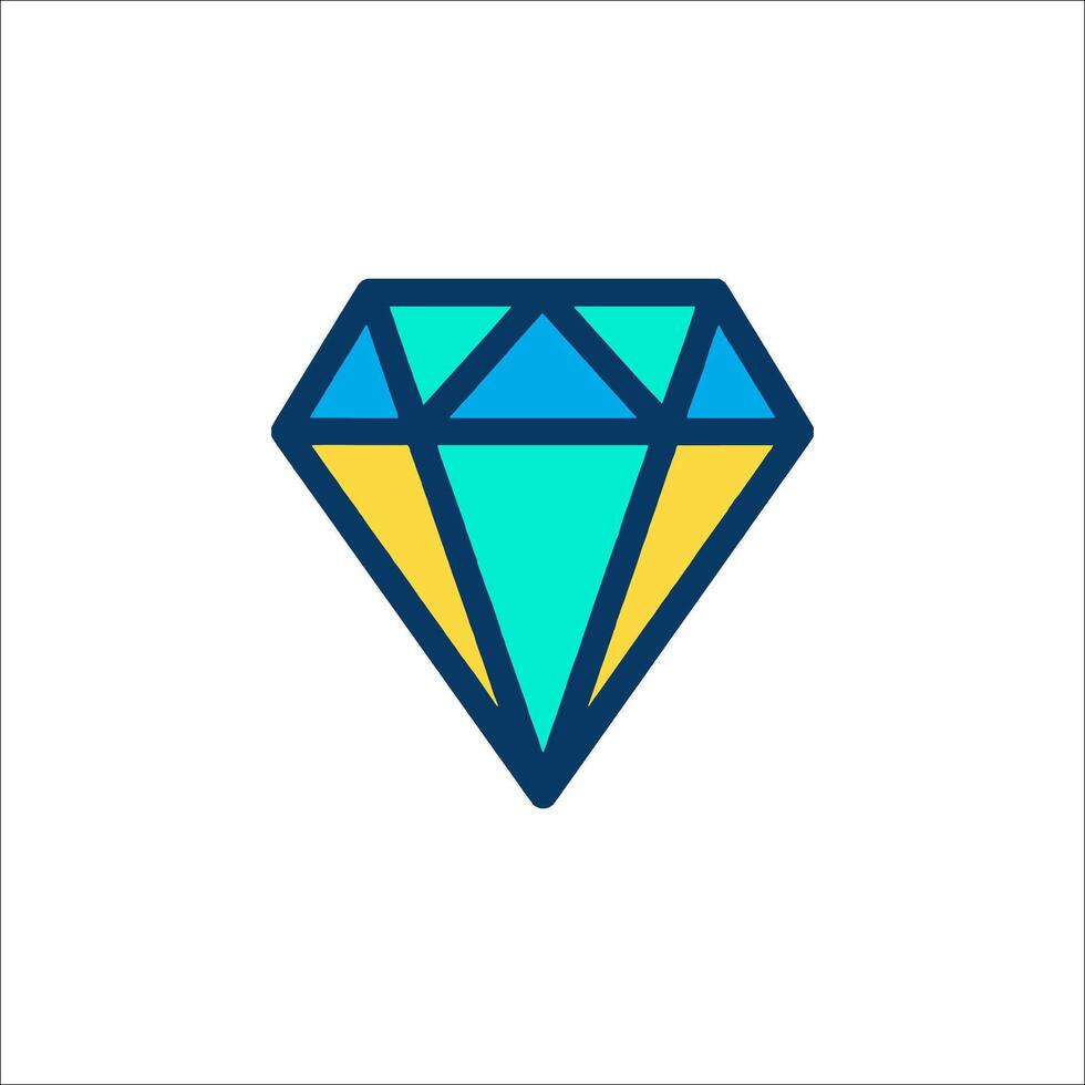 A diamond icon with a blue and yellow color scheme vector