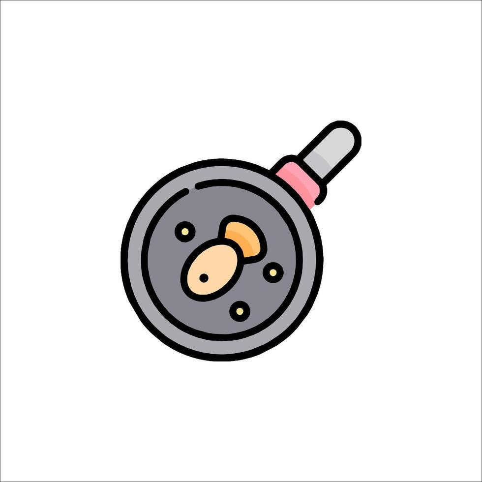 A frying pan with food in it vector