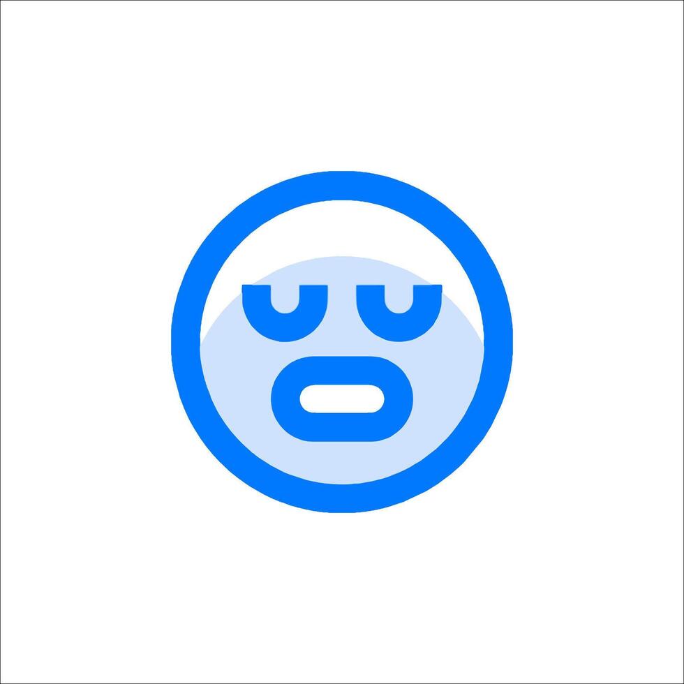 A blue and white emoticor with a frown face vector