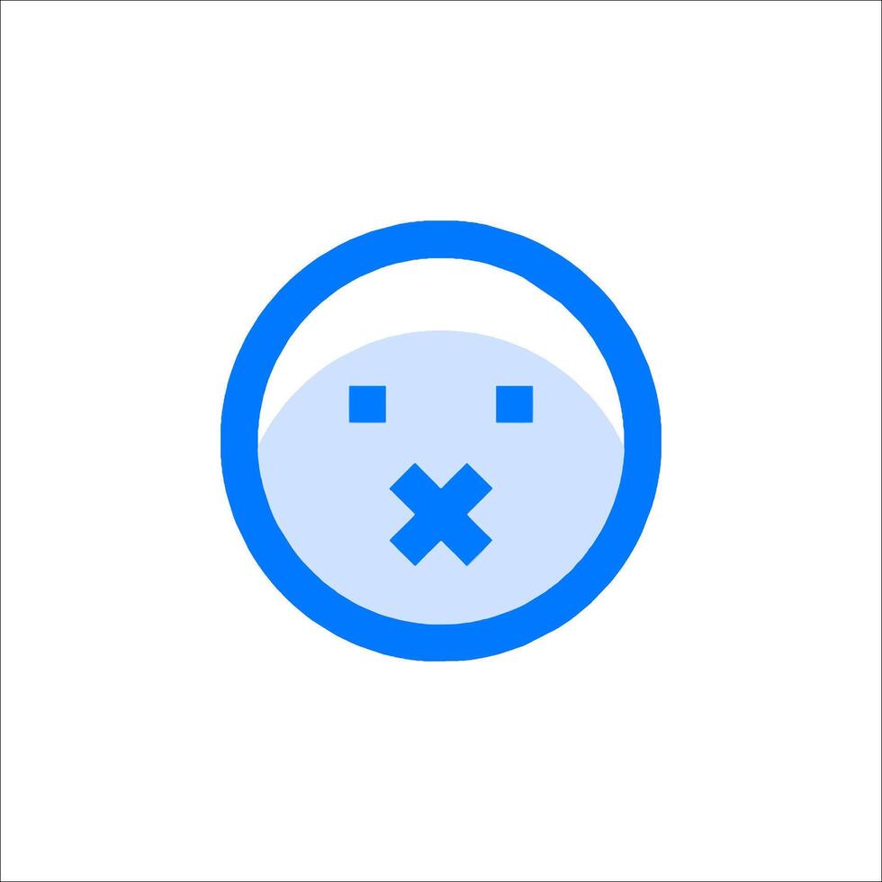 A blue and white icon with a face in the middle vector