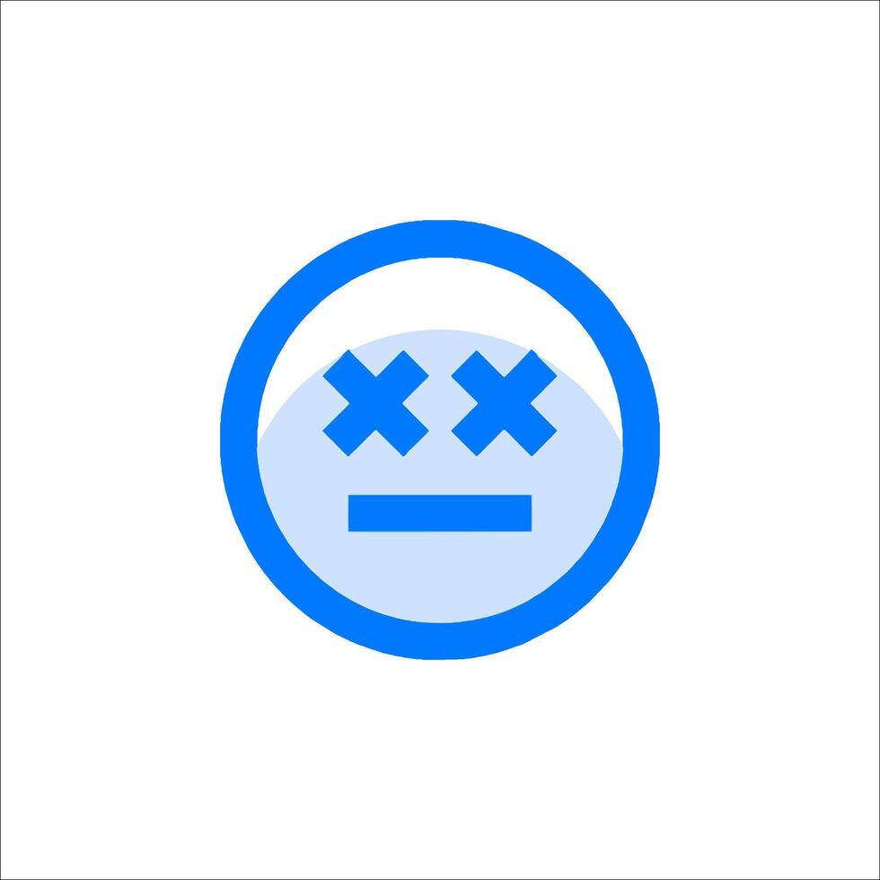 A blue and white icon with an x on it vector