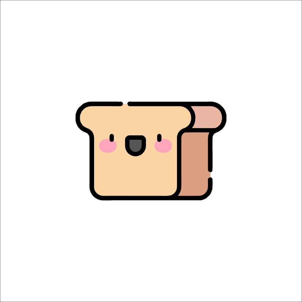 A cartoon bread icon with a face vector