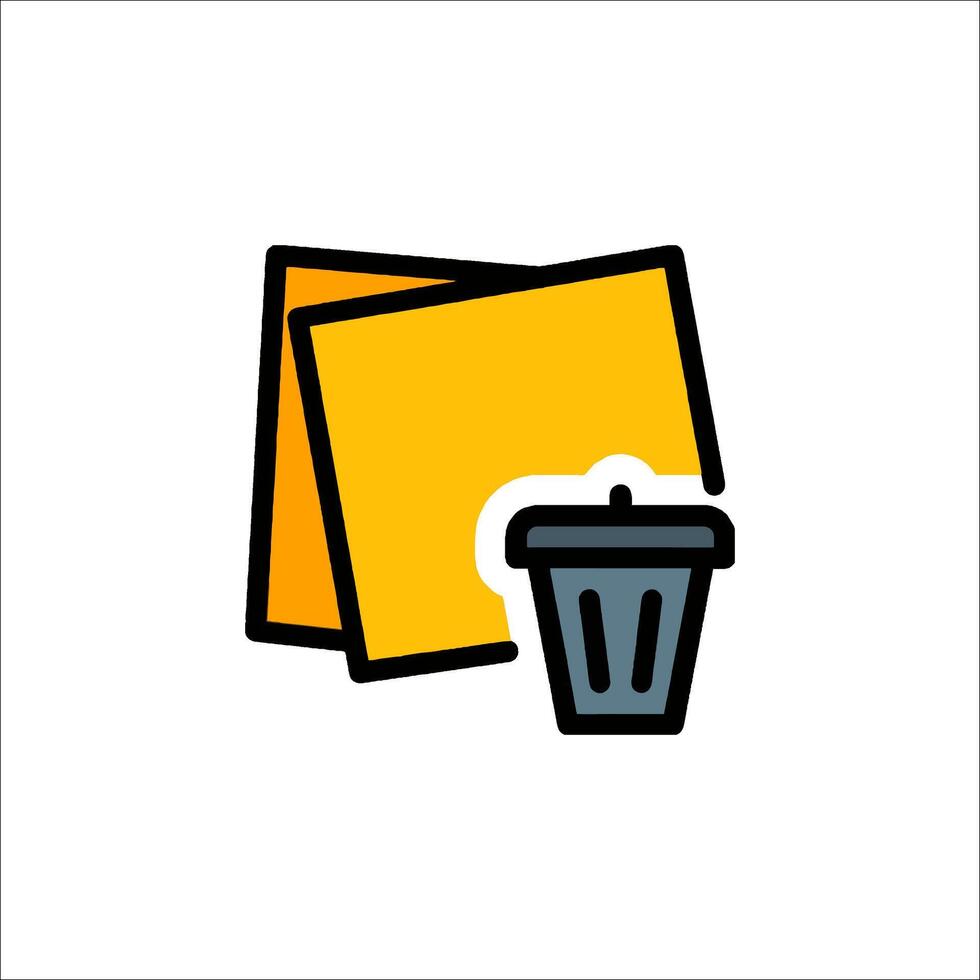 A yellow folder with a trash can icon vector