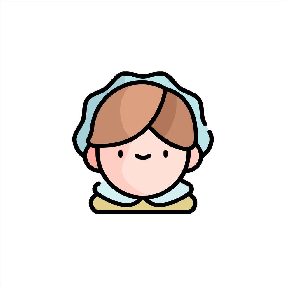 A cartoon woman with a bonnet on her head vector