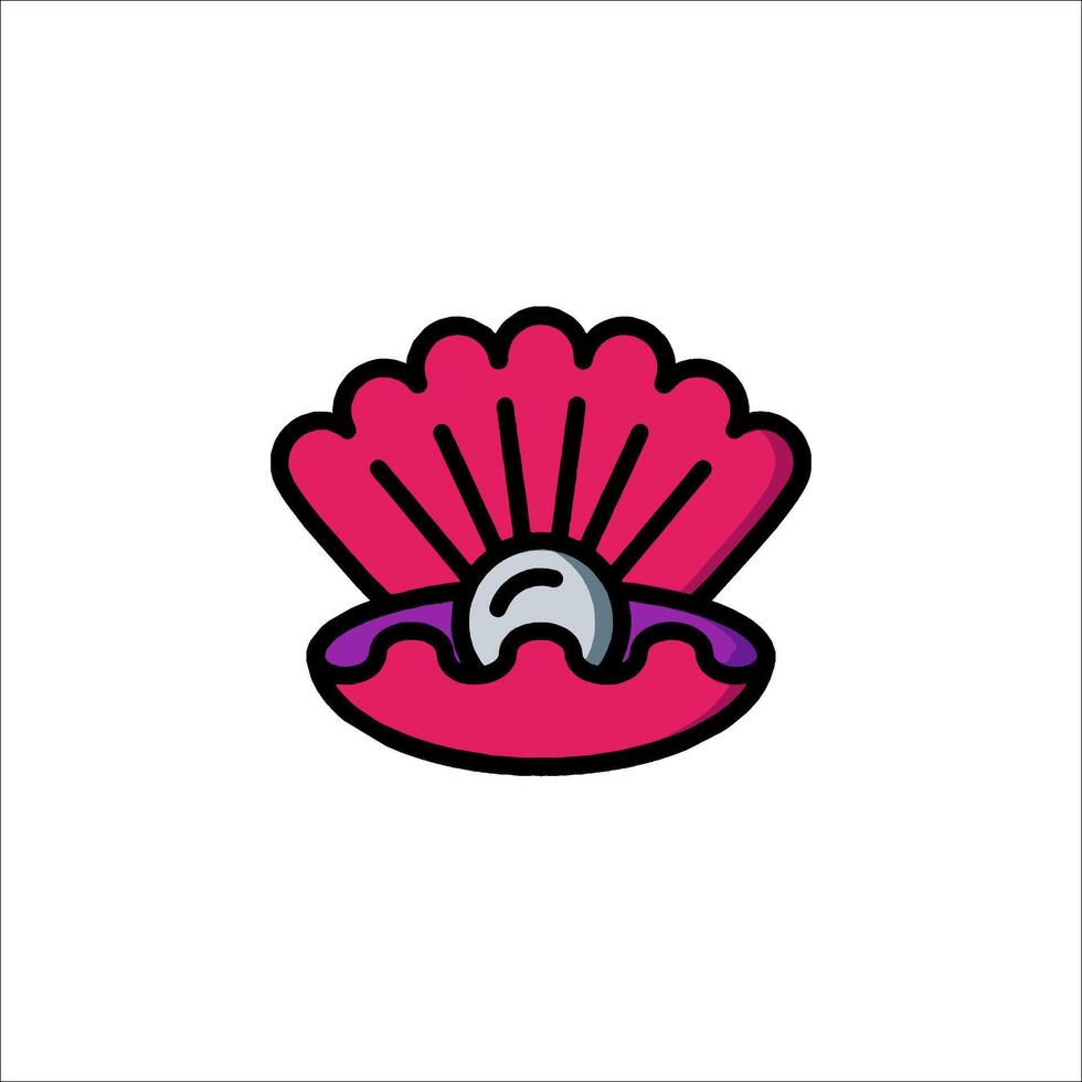 A pink shell with a pearl in it vector