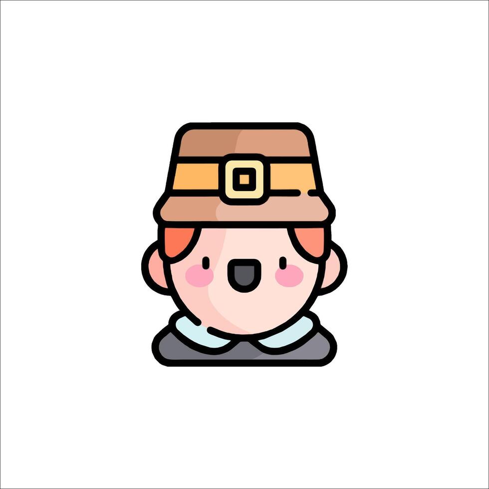 A cartoon character wearing a pilgrim hat vector