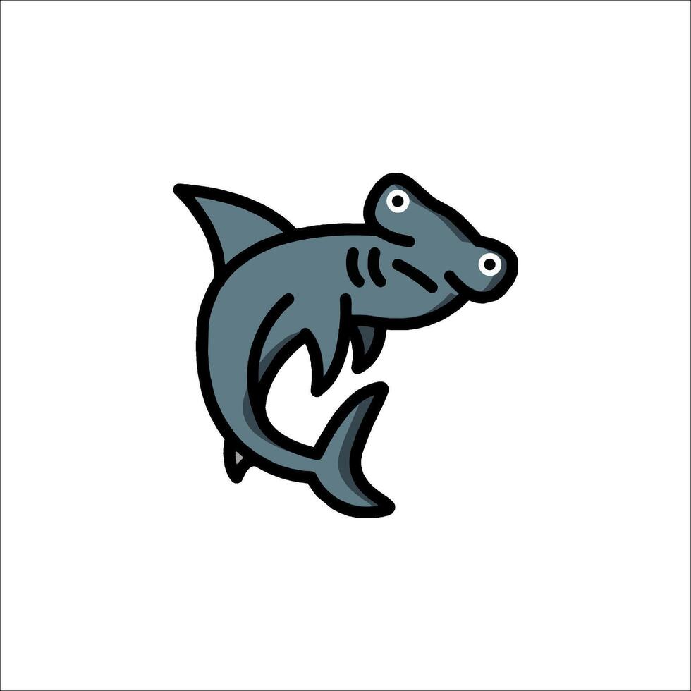 A cartoon shark with a big head and eyes vector