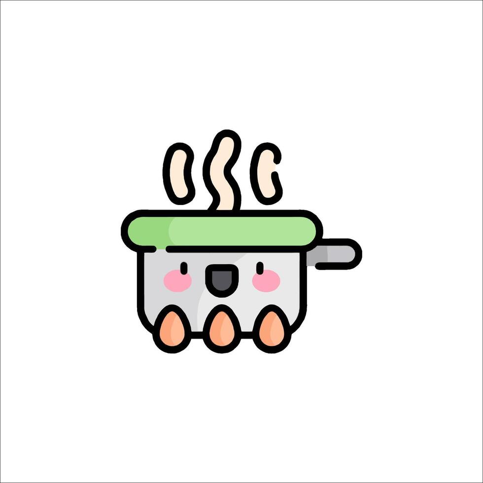 A cartoon pot with a hot pan and a spoon vector