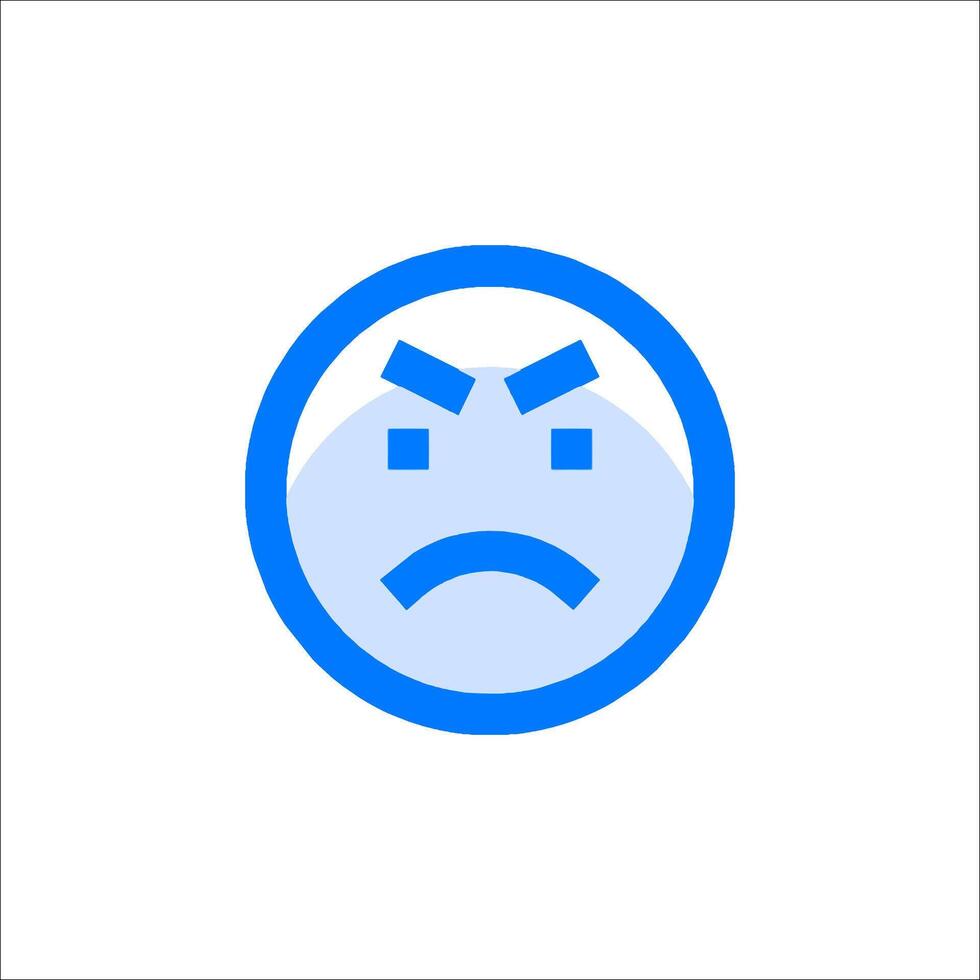 A blue and white emoticor with an angry face vector