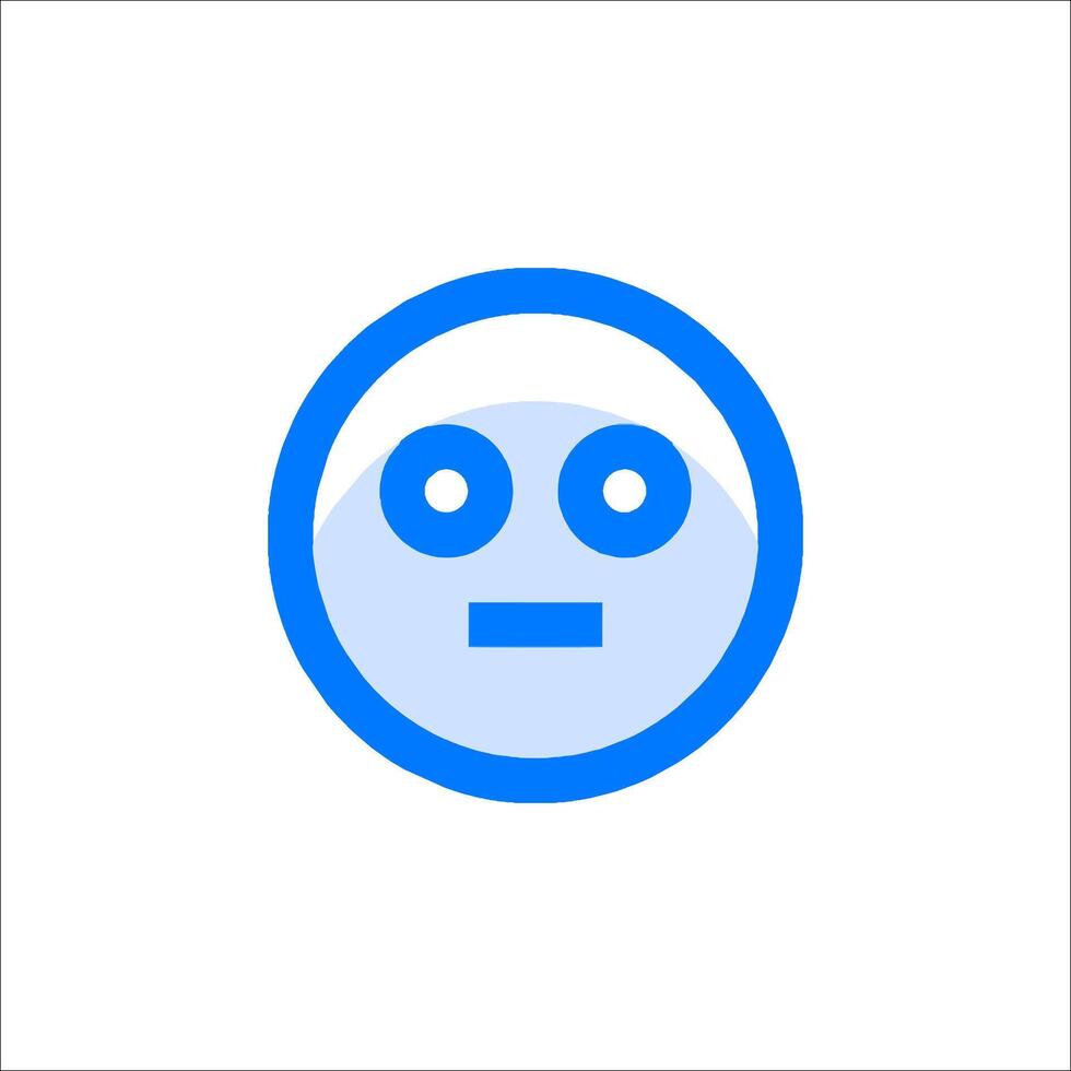 A blue and white icon with a face on it vector