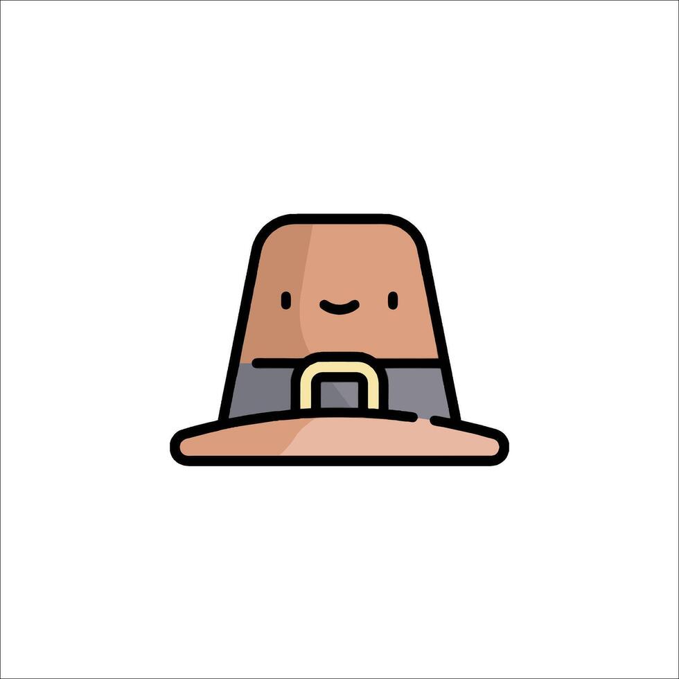 A cartoon pilgrim hat icon with a hat on it vector