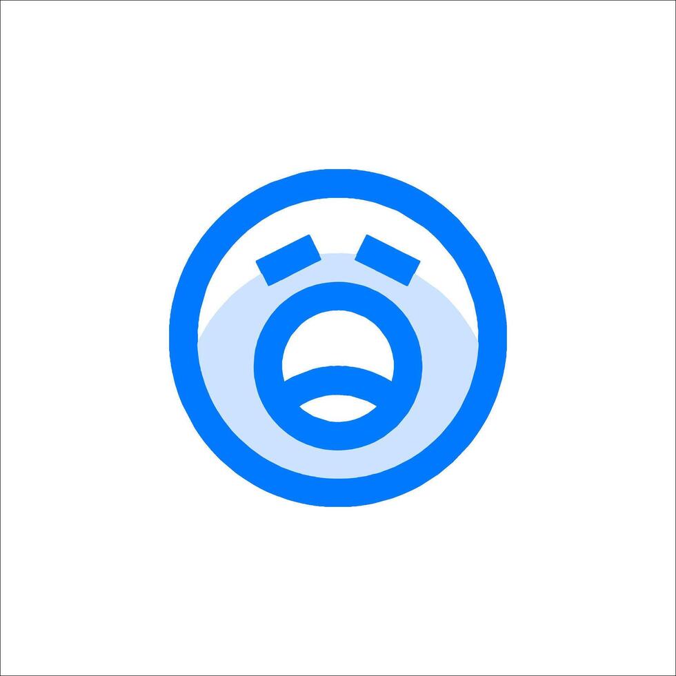 A blue and white logo with an angry face vector