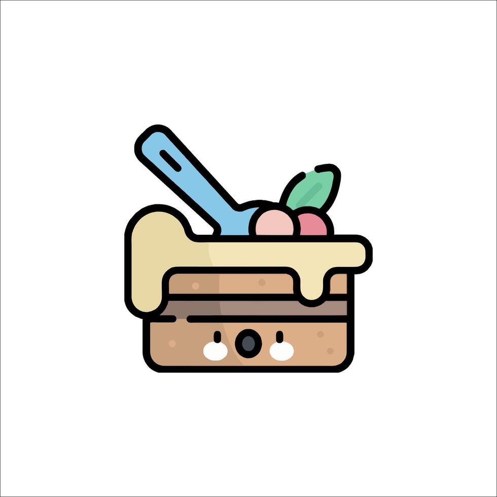 A cartoon cake with a spoon and a spoon vector
