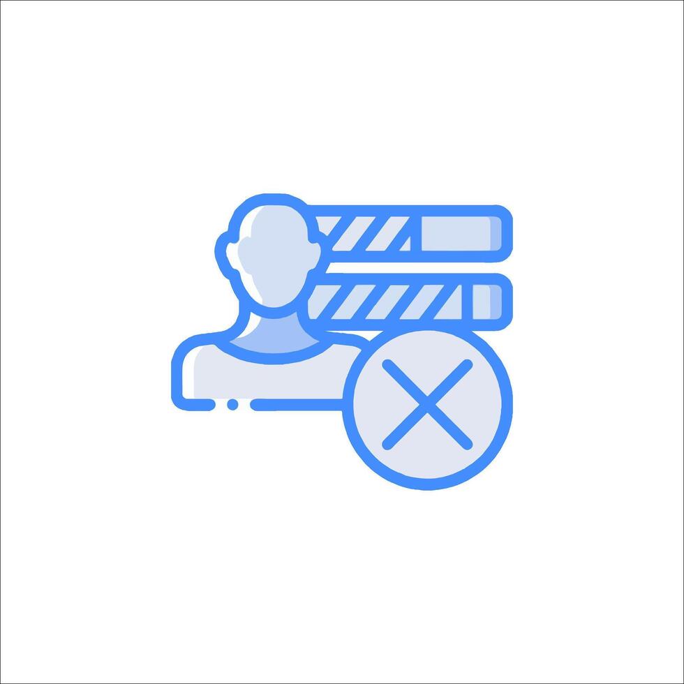 A blue icon with a person in front of a sign vector