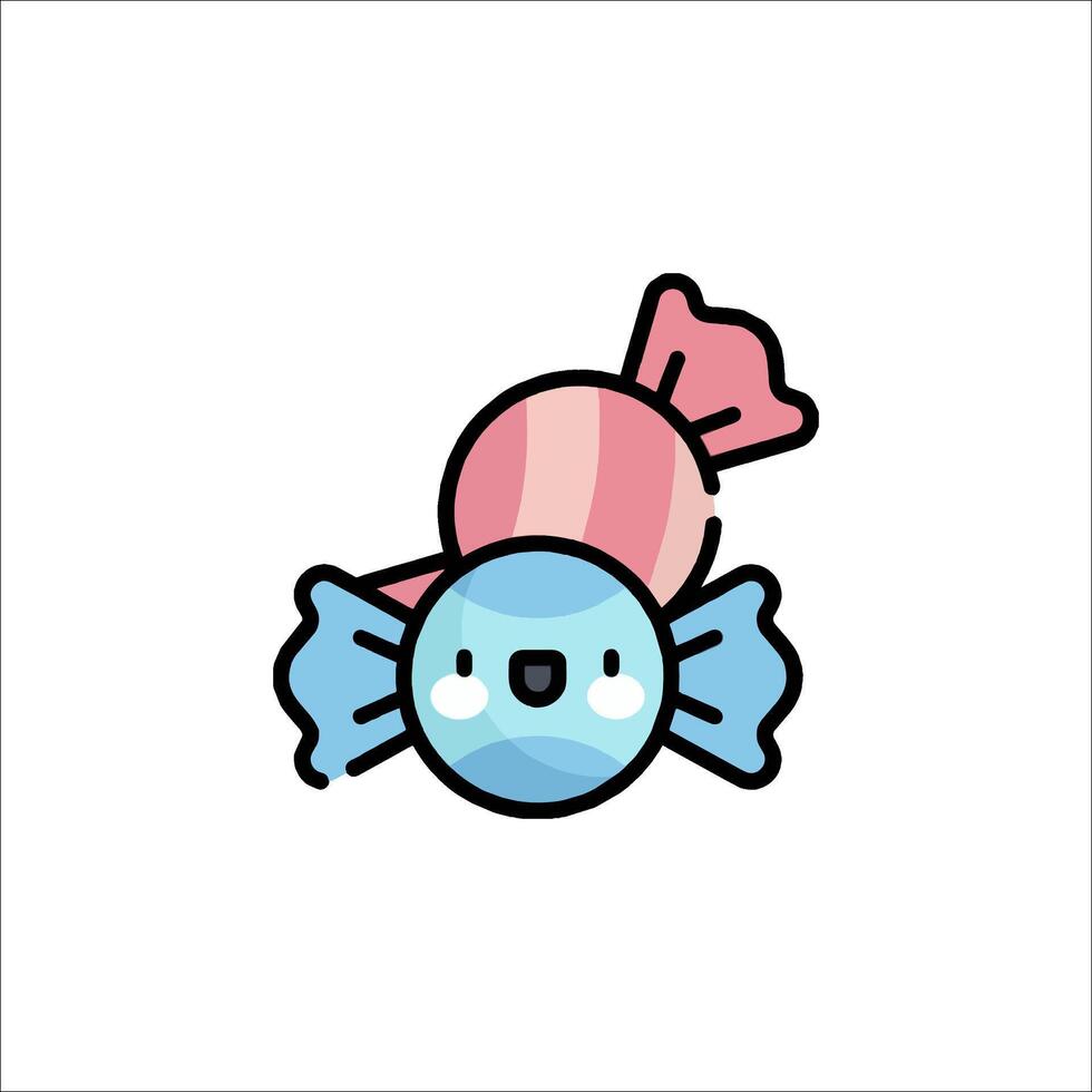 A cute little blue and pink candy with a bow on it vector