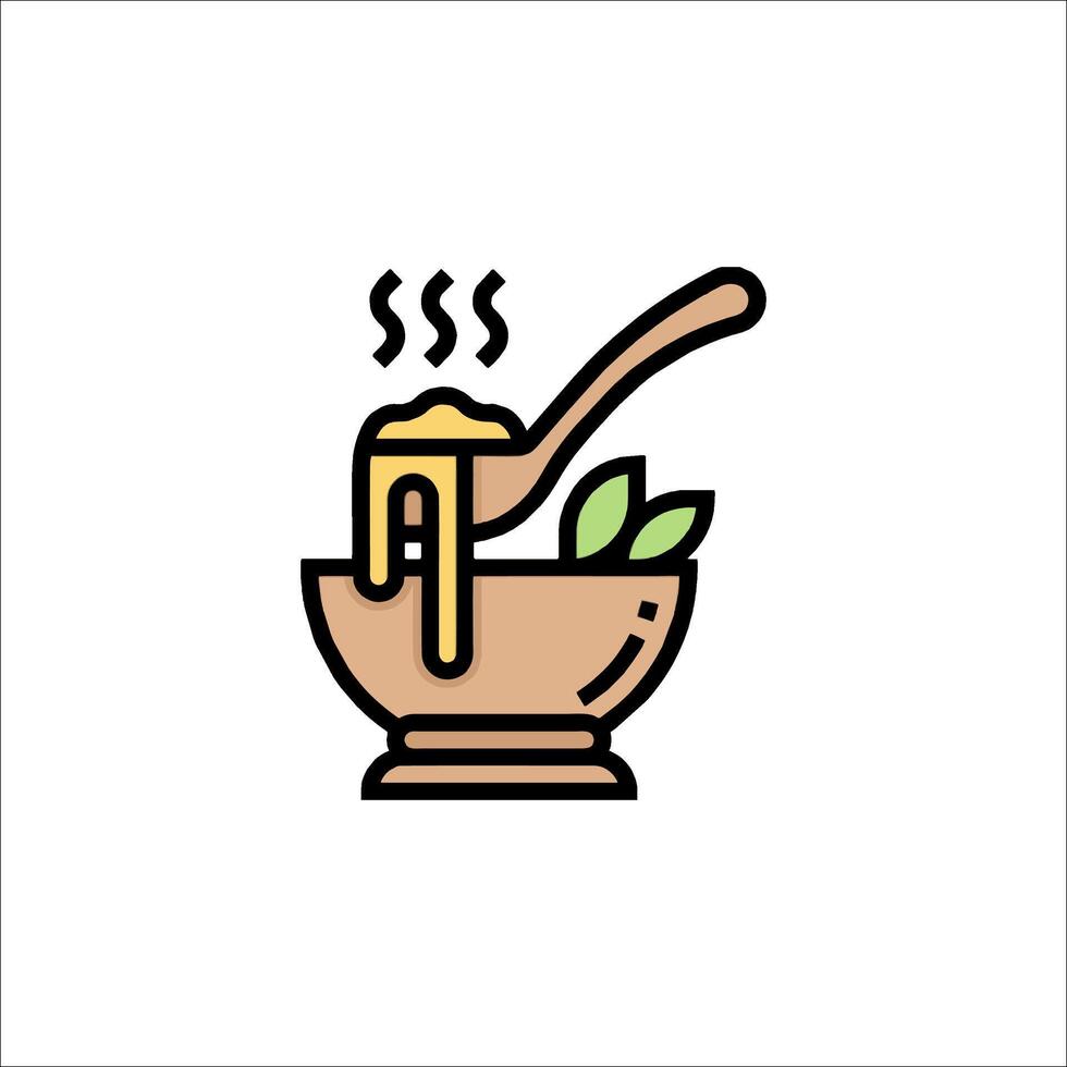 A bowl with honey and a spoon on it vector