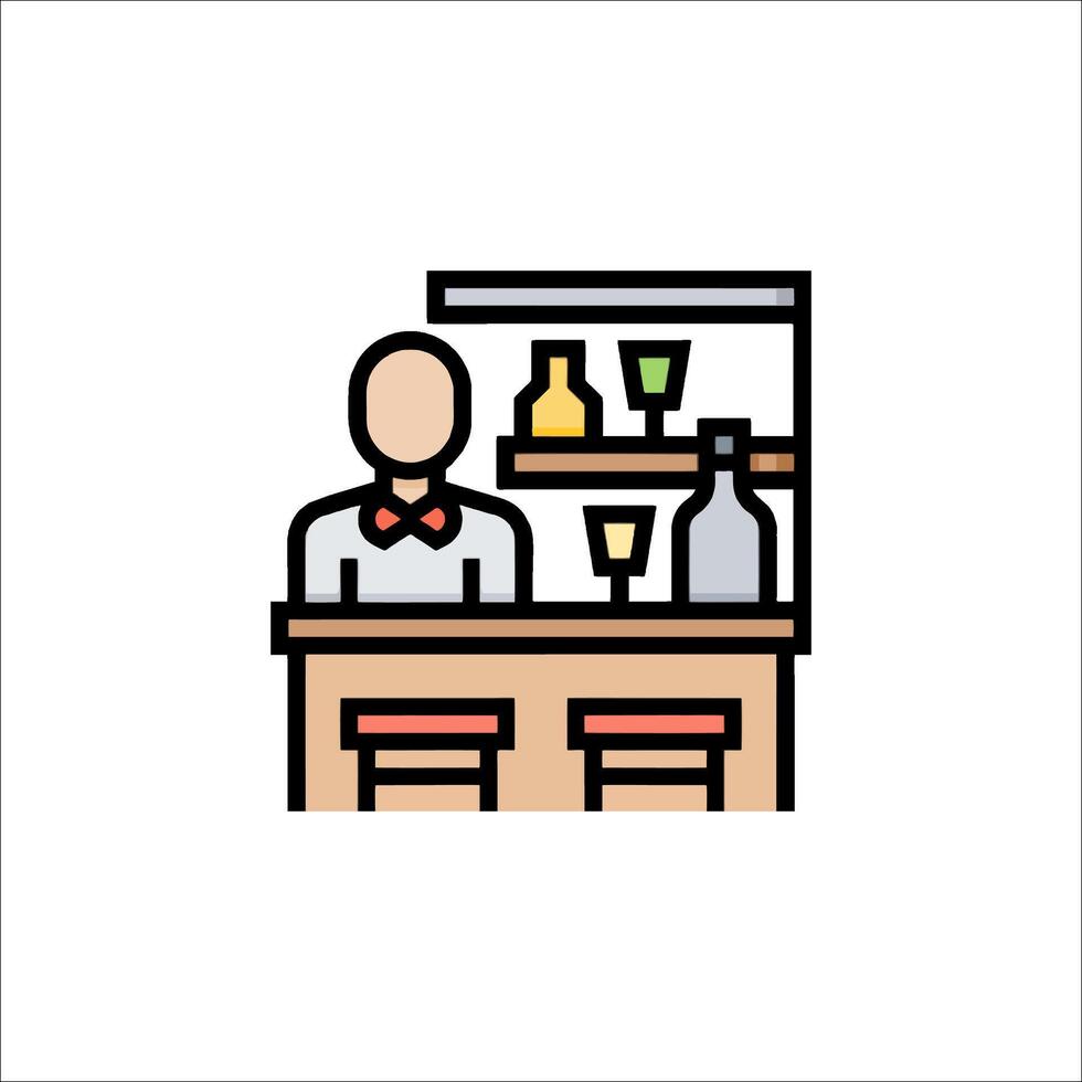 A bar with a man behind the counter vector