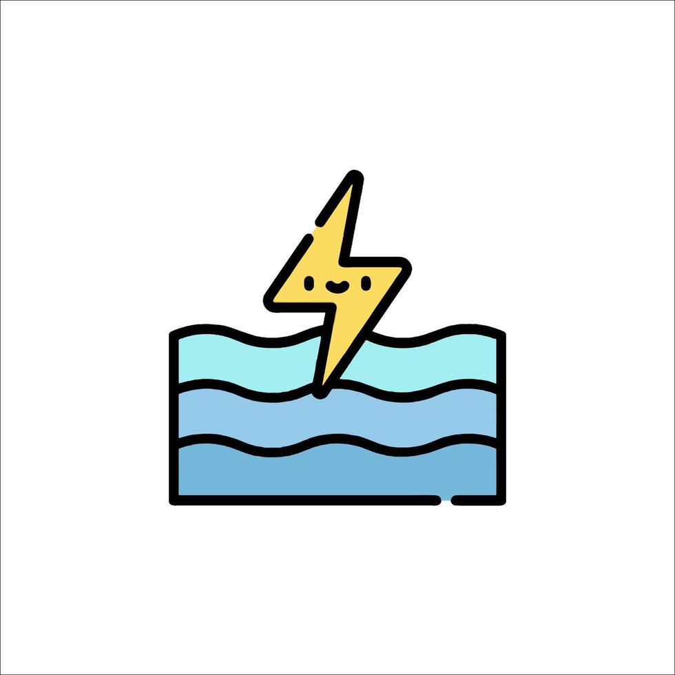 A lightning bolt and water with waves vector