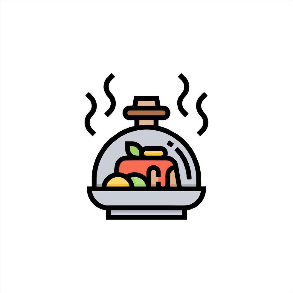 A food dish with food inside of it on a plate vector