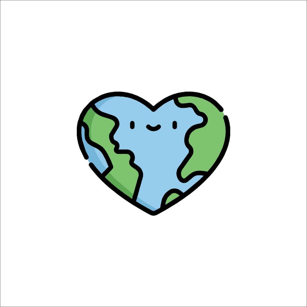 Earth heart icon illustration vector