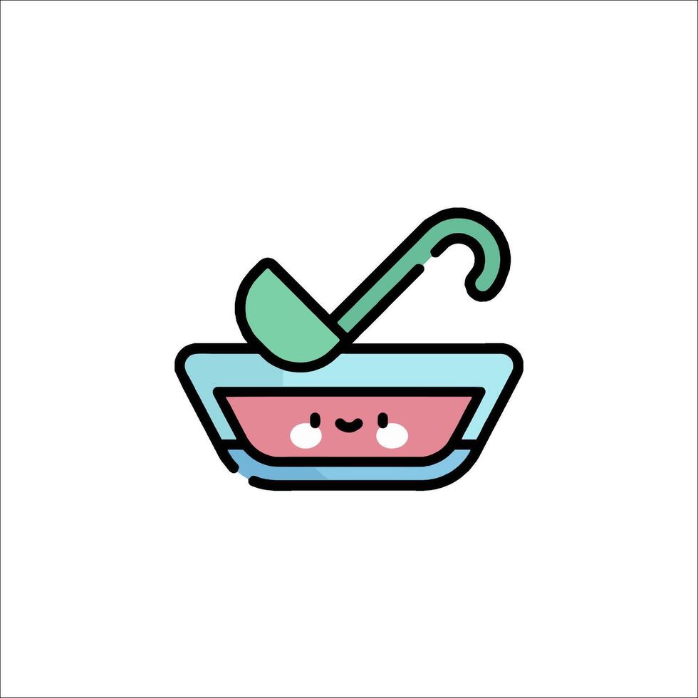 A cartoon bowl with a spoon and a spoon vector
