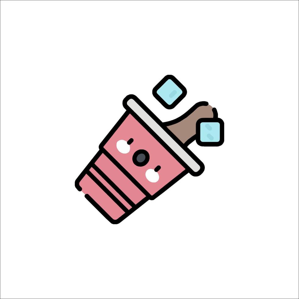 A pink cup with ice cubes in it vector