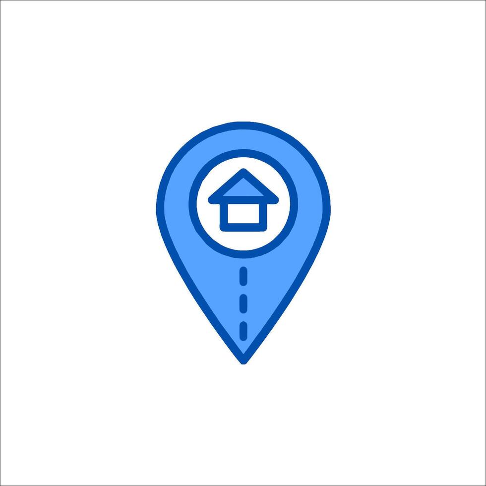 A blue pin with a house icon vector