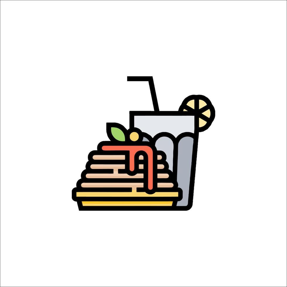 A colorful icon of a slice of cake and a drink vector