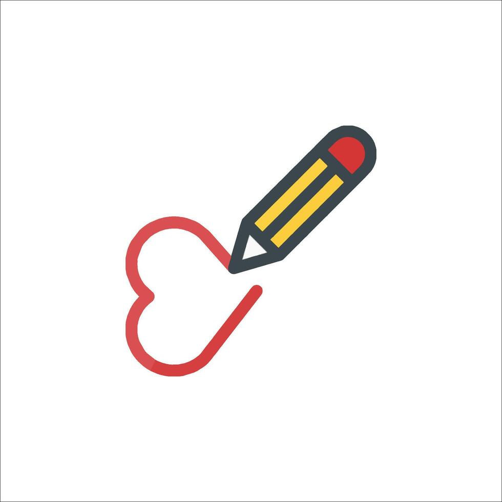 Pencil and heart icon illustration vector