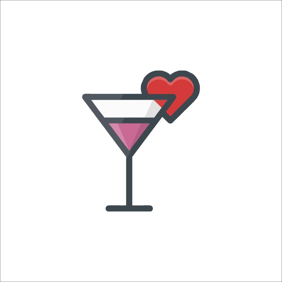 A martini with a heart in the glass vector