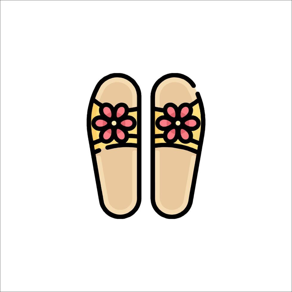 A pair of slippers with flowers on them vector