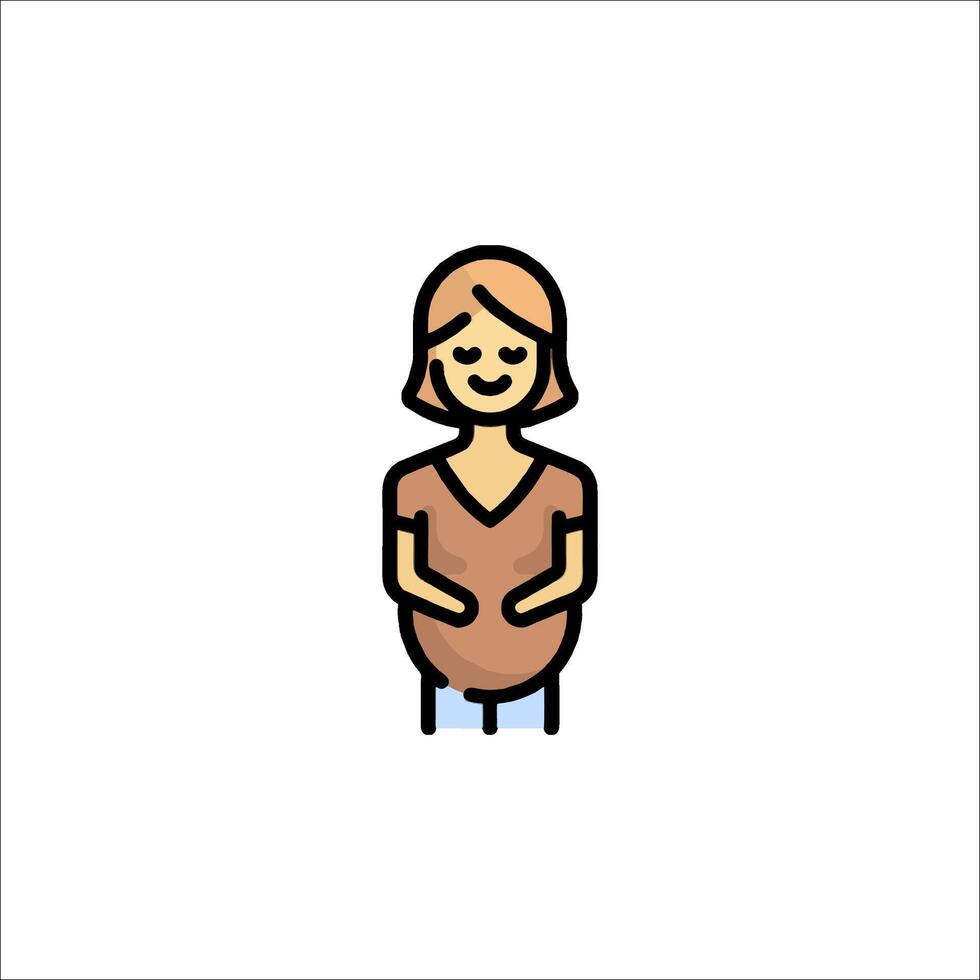 A pregnant woman icon in a flat style vector
