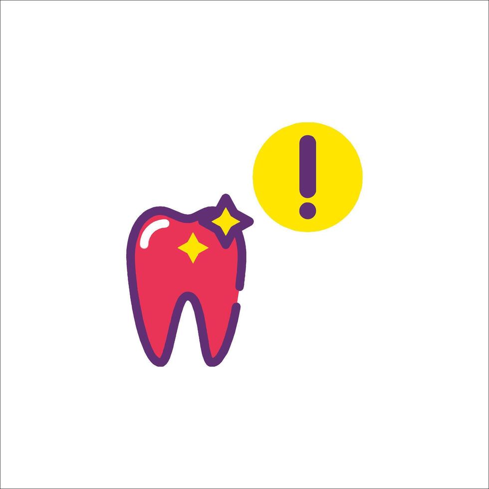 A tooth with a star and a warning sign vector