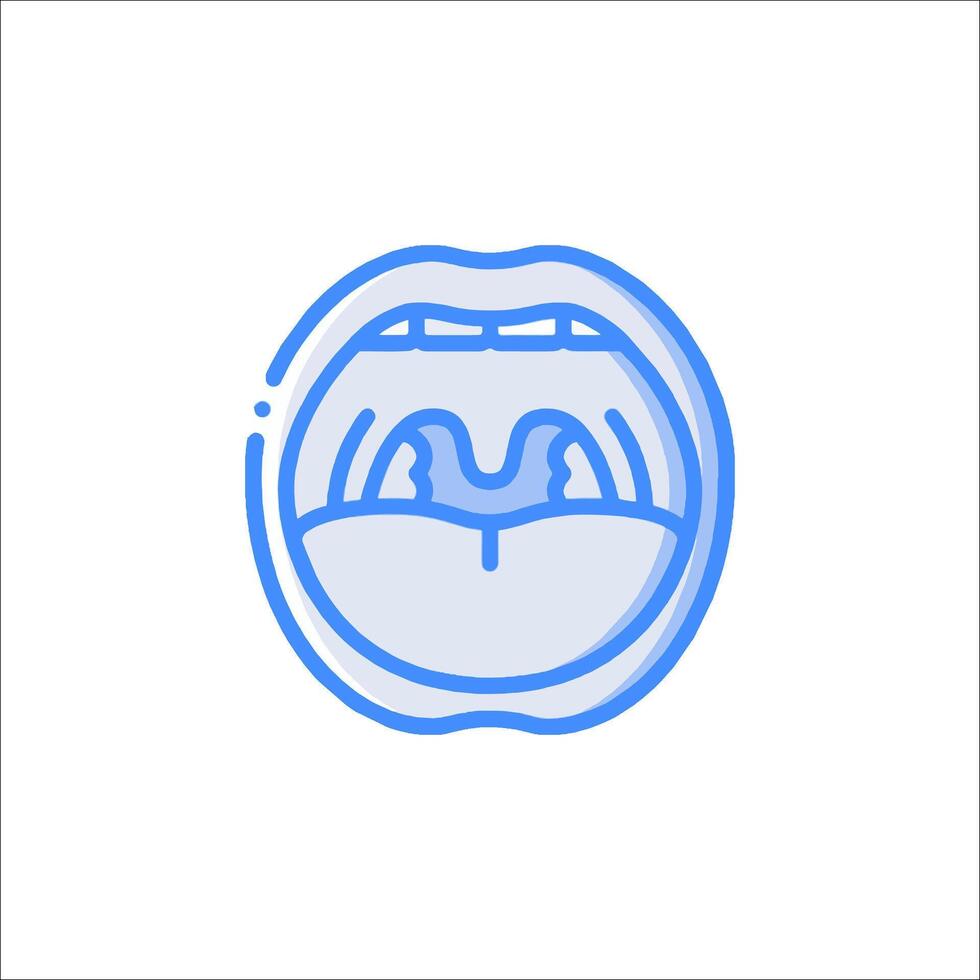 A blue line icon of a mouth with a tongue vector