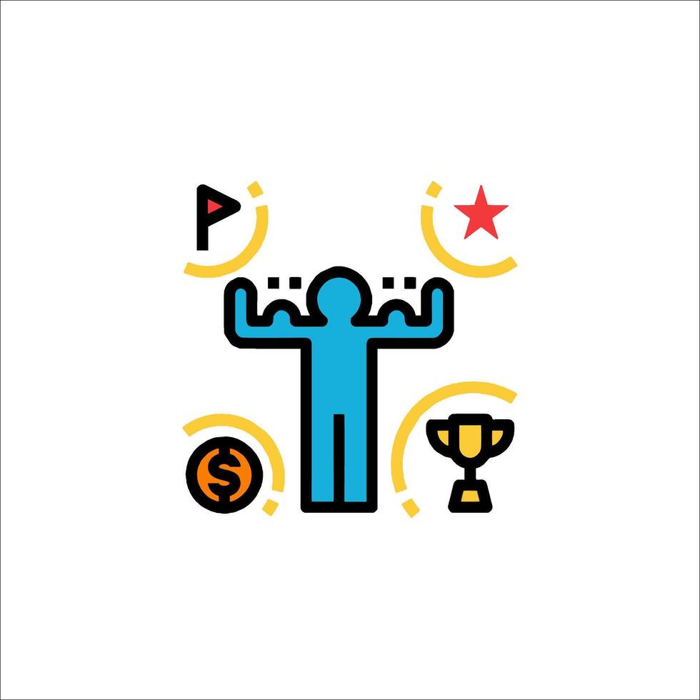 A man holding up a trophy and a star vector