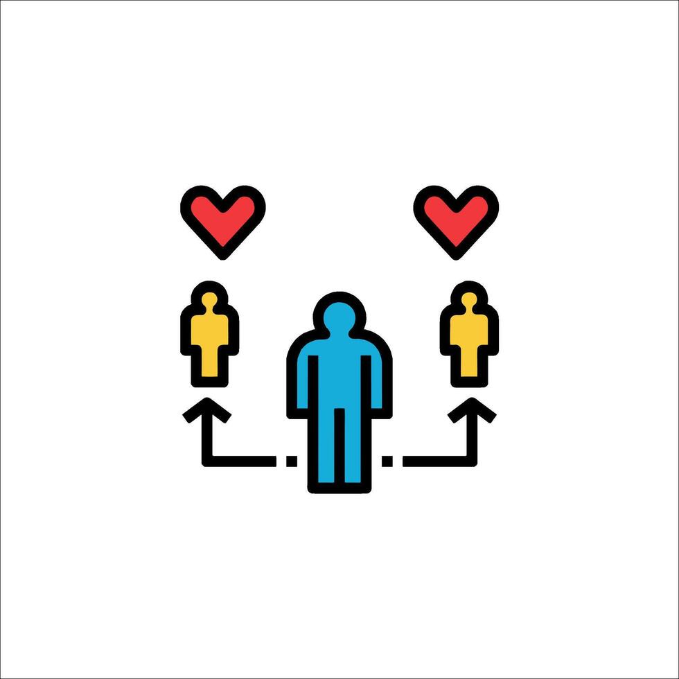 A man with two arrows and hearts on his head vector