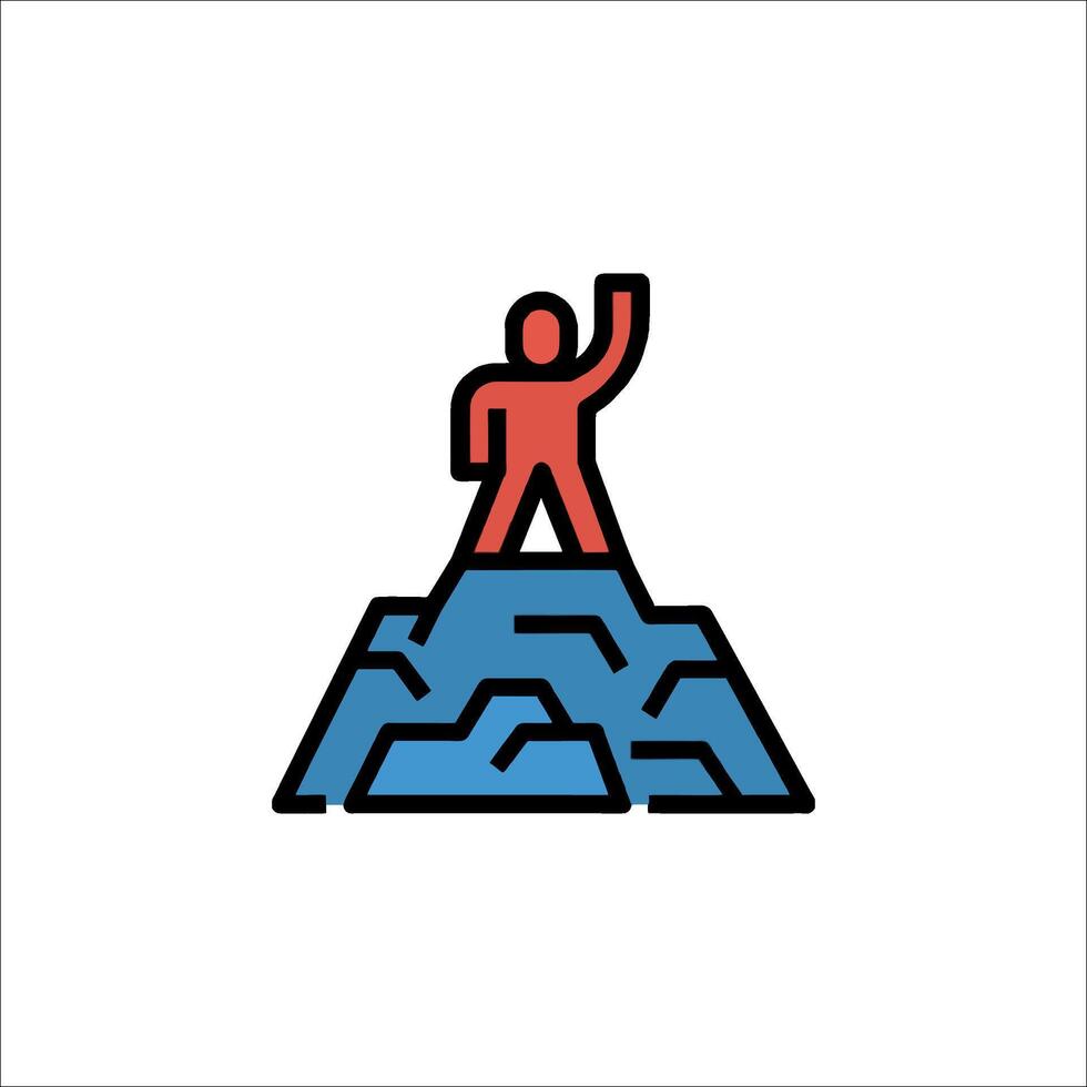 A man standing on top of a mountain with a flag vector