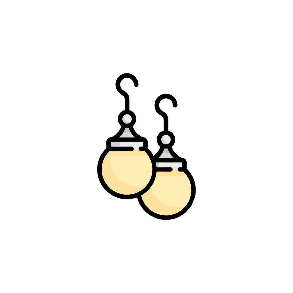 Two earrings hanging on a hook on a white background vector