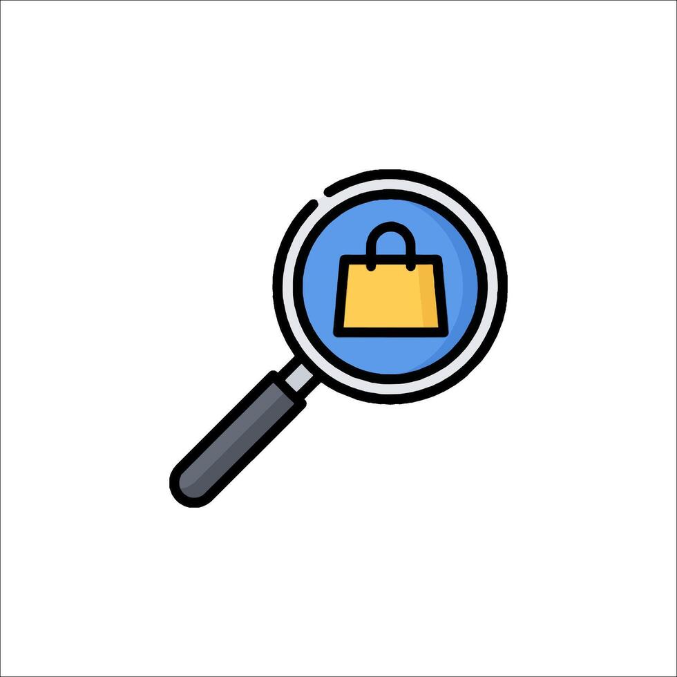 Magnifying glass icon with a shopping bag vector