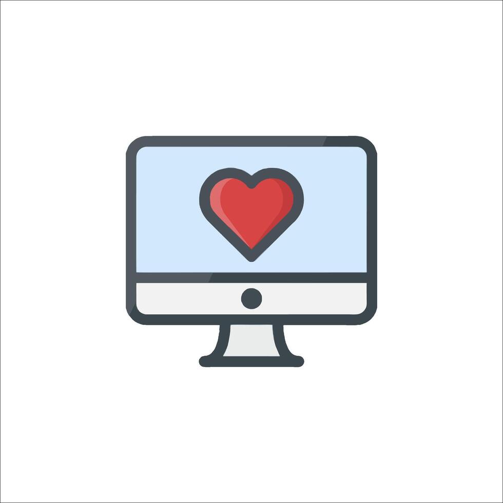 A computer monitor with a heart on it vector