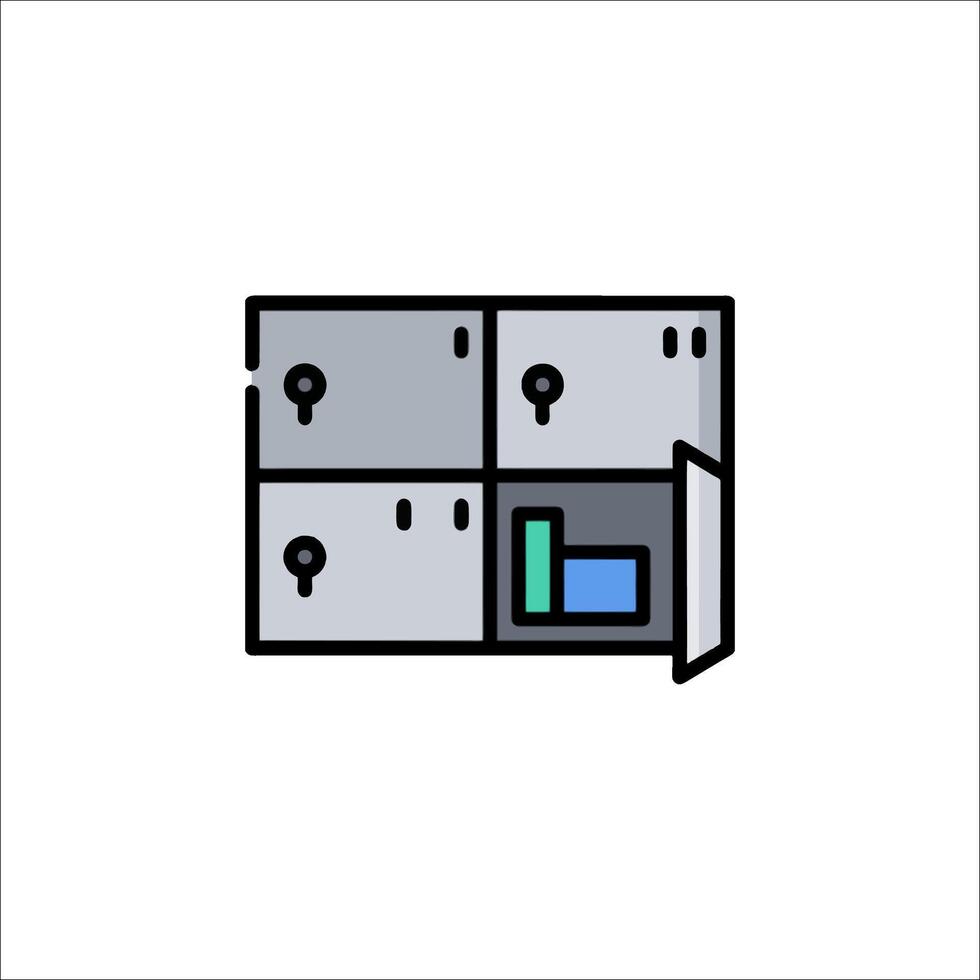 A black and white icon of a locker vector