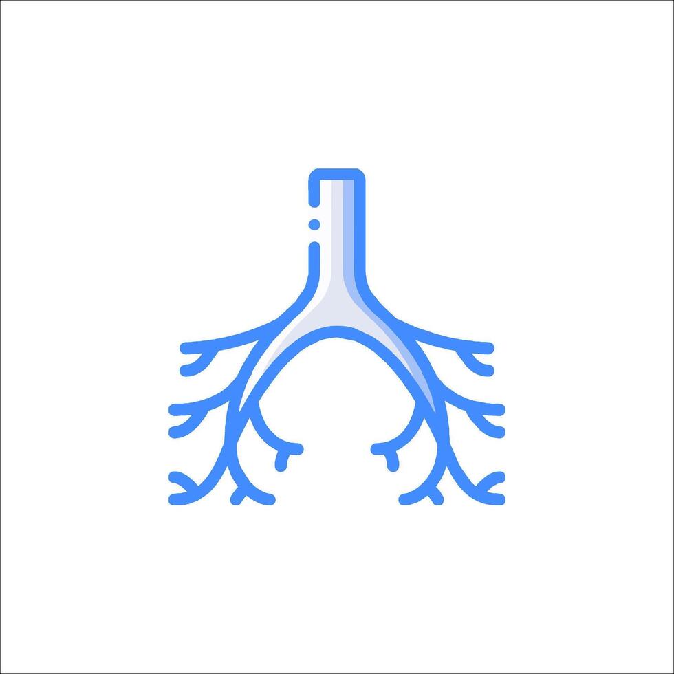 A blue and white illustration of a human lung vector