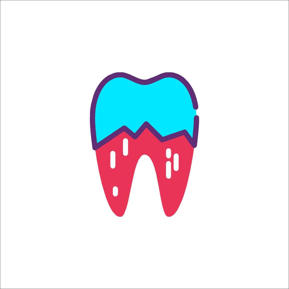 A tooth with a blue and pink background vector
